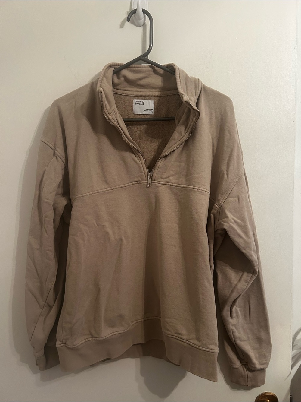 Colorful Standard Quarter-Zip Men's Sweater - Taupe